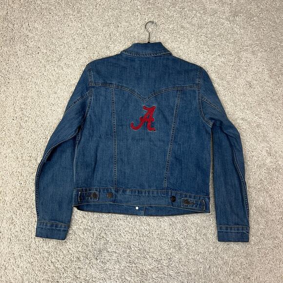 Wrangler Retro Alabama Crimson Tide Trucker Western Denim Jacket Womens Medium - Picture 6 of 9